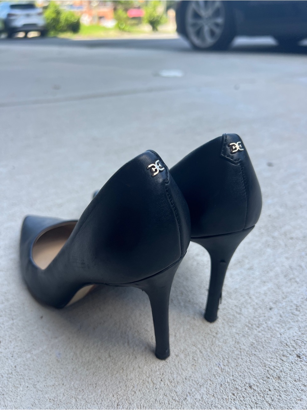 Sam Edelman Hazel Black Leather Pointed Toe Stiletto Pumps - SIZE 4.5
